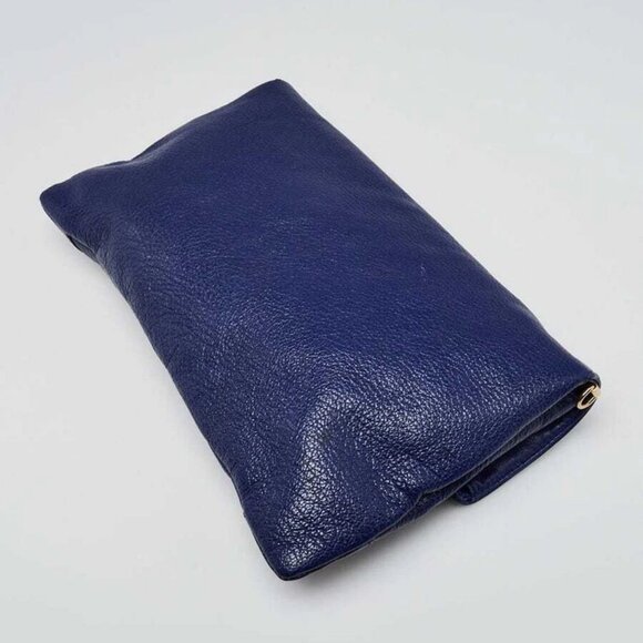 Balenciaga Blue Cobalt Chevre Leather Metallic Edge Envelope Clutch Bag - Picture 3 of 12